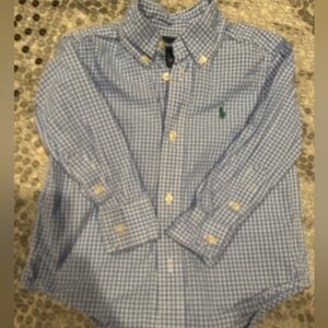 Ralph Lauren boys Blue Checkered button Down Oxford Shirt size 2T